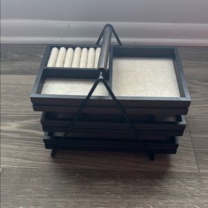 Container Store Black and Cream Jewelry Organizer